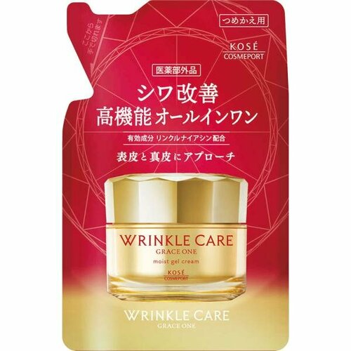 KOSE GRACE ONE WRINKLE CARE MOIST GEL CREAM Увлажняющий крем-гель для лица с лифтинг эффектом, сменная упаковка 90 гр