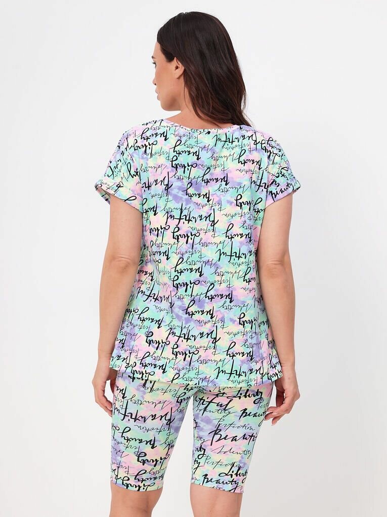 Комплект женский футболка, бриджи (цвет акварель) ЛенаРа, размер 56 - фотография № 8
