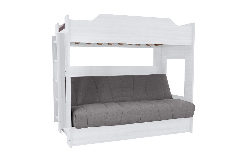 Кровать двухъярусная Боровичи-Мебель с диван-кроватью; пружинный блок Боннель; серый / белый 205х110х173 см