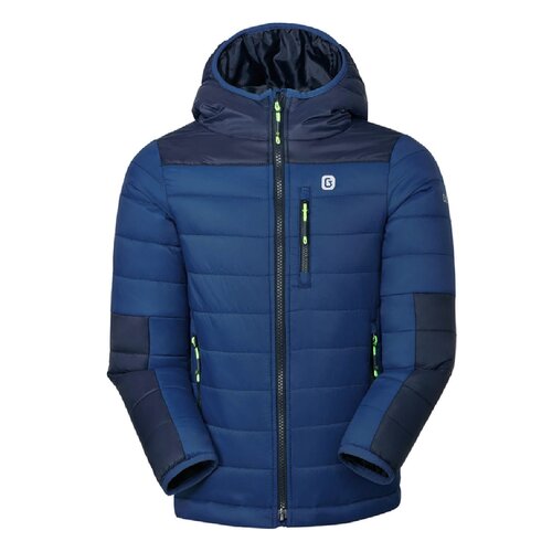 Куртка GUSTI демисезонная, средней длины, капюшон, карманы, водонепроницаемая, несъемный капюшон, светоотражающие элементы, несъемный мех, размер 12/152, синий