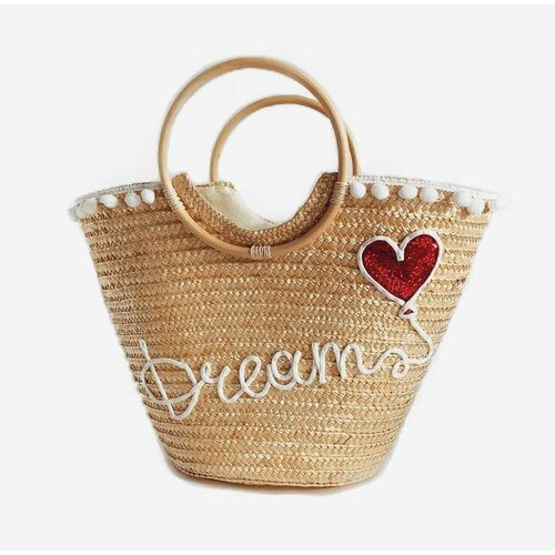 Сумка MYARI, солома, внутренний карман, бежевый