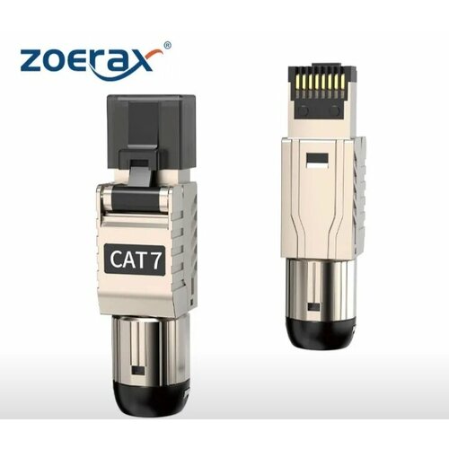 Полевой разъем ZoeRax RJ45 8P8C. Cat 7 экранированный STP (10GB) 1шт. zoerax 1pcs rj45 connector ethernet extension cable for cat7 cat 6 cat5e network extender adapter for ethernet cable female