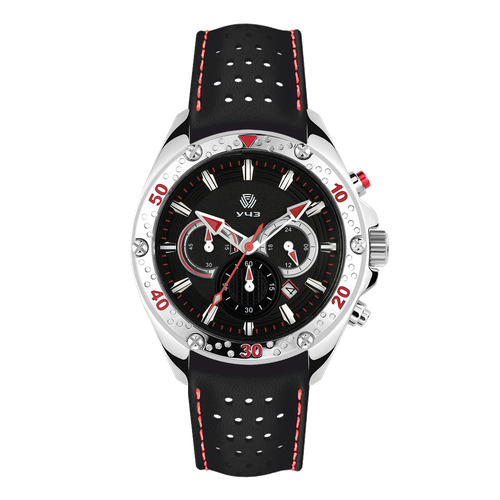 Наручные часы УЧЗ 3057L-1, черный, серебряный