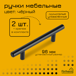 Ручка мебельная рейлинг черный матовый 96 мм 2 шт
