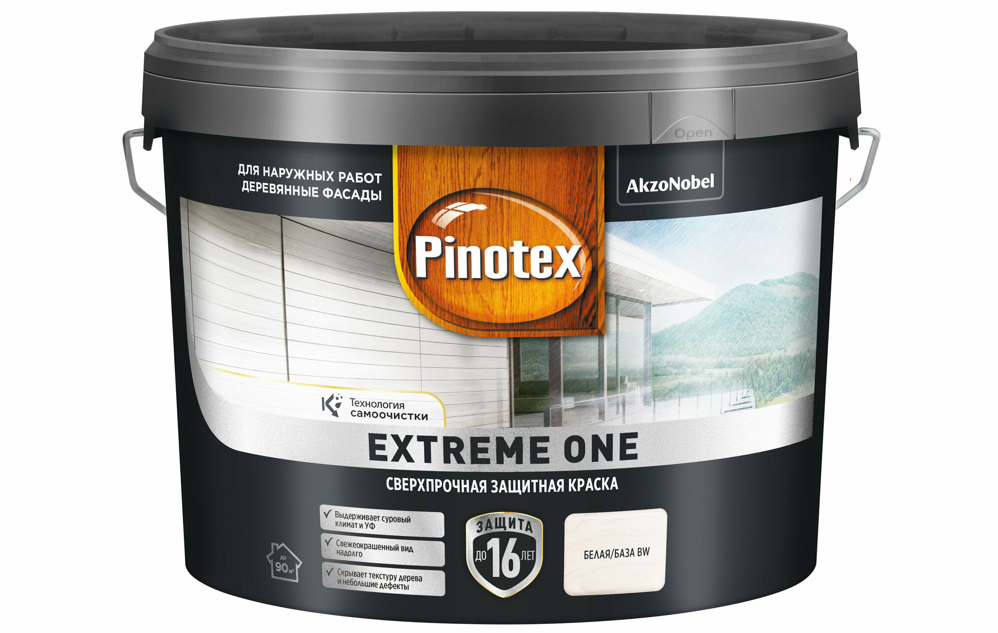 PINOTEX EXTREME ONE краска с эффектом самоочистки для защиты древесины до 16 лет, база BW (9л)