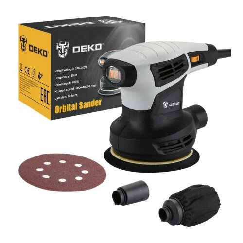 Шлифмашина орбитальная эксцентриковая DEKO DKG 400-125, 125мм, регулировка оборотов