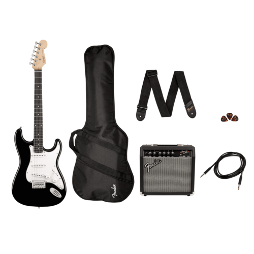 FENDER SQUIER MM STRAT PACK комплект c электрогитарой, комбоусилителем Fender Frontman 10G, чехлом, медиаторами, кабелем и ремне гитарный комплект fender squier mm strat pack