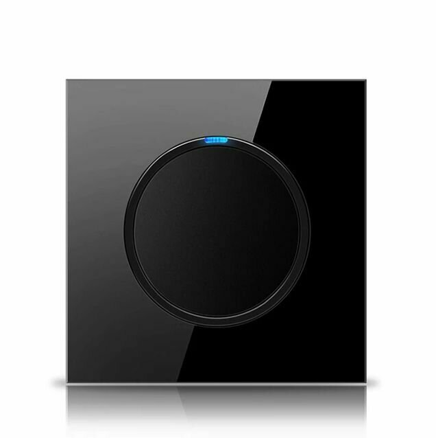 фото Выключатель трехклавишный с подсветкой, кнопочный, рамка стекло Белый