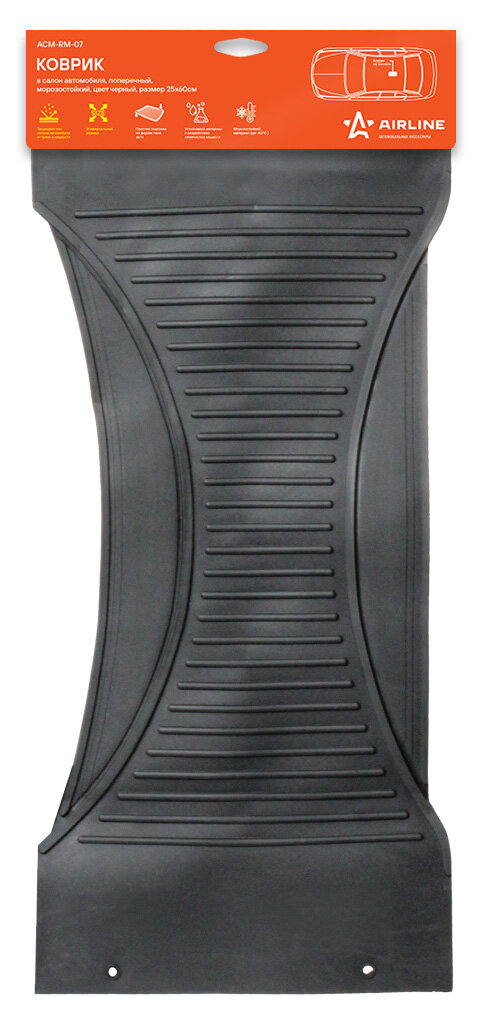 Коврик салонный поперечный, полимерный, цвет черный, 25х60см ACM-RM-07 AIRLINE
