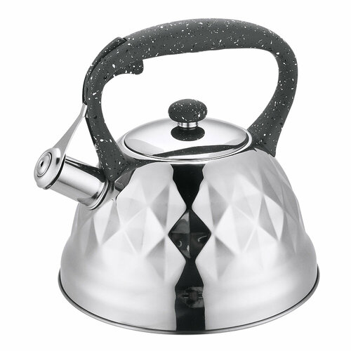 Чайник металлический со свистком MARTA MT-3028 серый мрамор