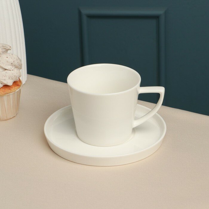 фото Quinsberry Чайная пара «Sola», 260 мл, белая, фарфор