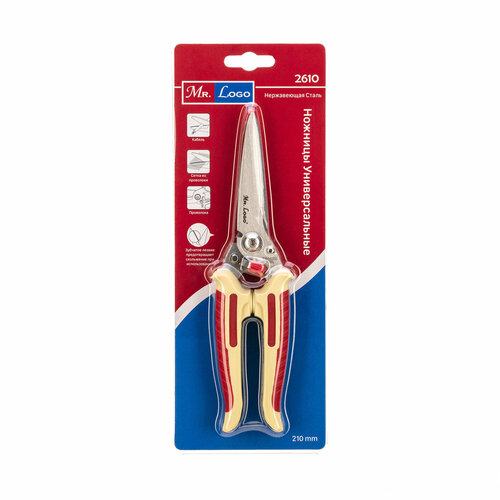 Секатор ножницы универсальные мягкая рукоятка 85 мм - длина лезвий Mr.Logo 2610