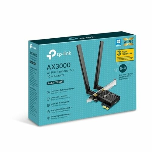 Адаптер PCI Express TP-Link Archer TX55E AX3000 Wi-Fi 6 Bluetooth 5.2 сетевой адаптер wifi bluetooth tp link archer tx55e ax3000 pci express ант внеш съем 2ант