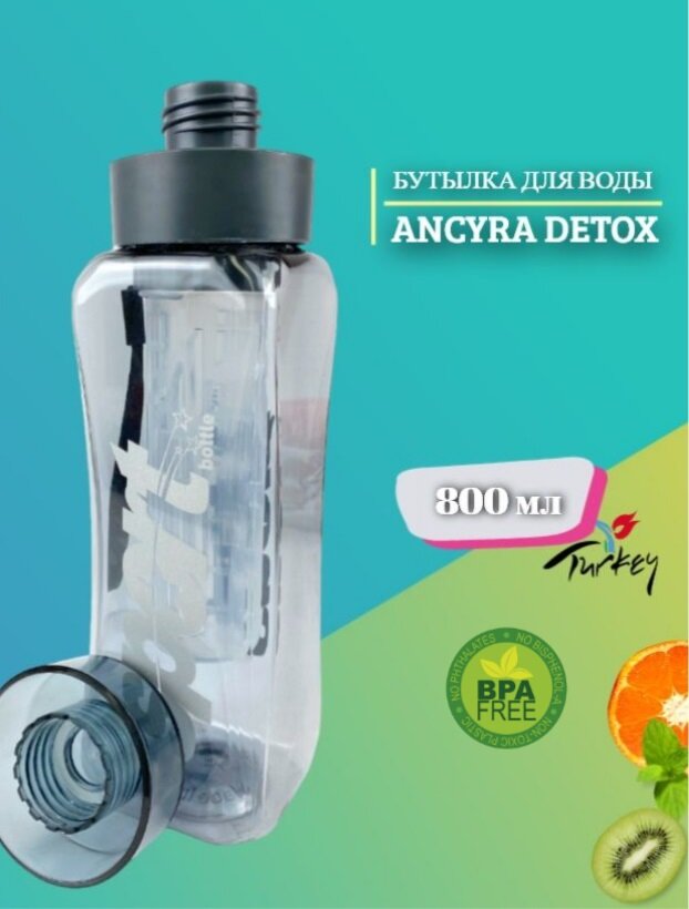 Бутылка для воды Ancyra Detox 800мл, с инфузером, пластик