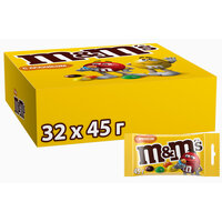 M&M's драже с арахисом и молочным шоколадом, 45 г, 32 уп.