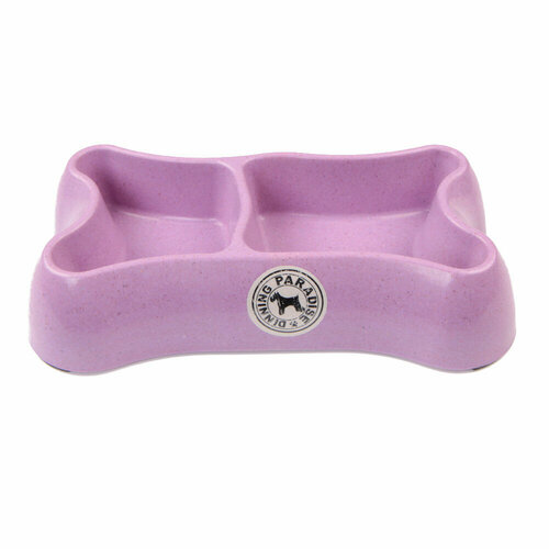 Миска двойная, 26.5x15x5 см, 300+250 мл, фиолетовый