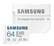 64Gb - Samsung Micro Secure Digital XC Evo Plus Class 10 Mb-mc64ka/ru с переходником под SD (Оригина .