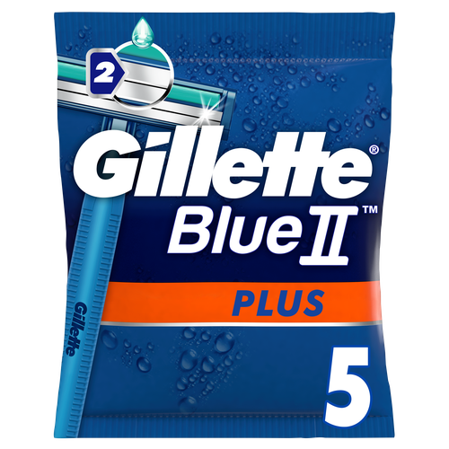 Gillette Одноразовые Мужские Бритвы Blue2 Plus, с 2 лезвиями,  5, фиксированная головка