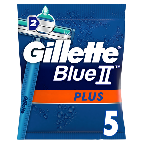 Gillette Одноразовые Мужские Бритвы Blue2 Plus, с 2 лезвиями, 5, фиксированная головка