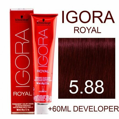 Schwarzkopf Краска-крем для волос Igora Royal 5-88 Светлый коричневый красный экстра