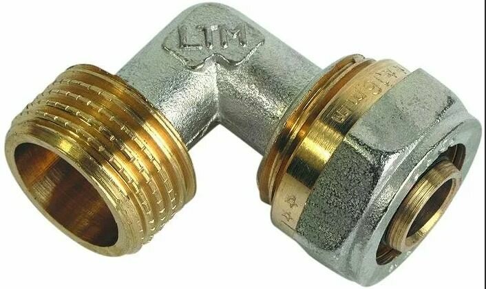 фото Угольник 90*, компрессионный с НР 16 х 1/2", обжим - наружная резьба, LTM, 00161/2