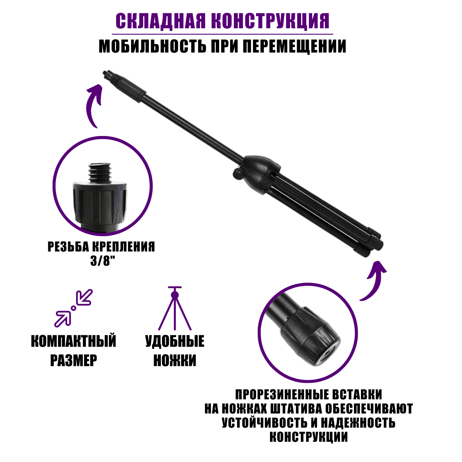 Штатив ML-Pr900-PLUS со съемным креплением для проектора весом до 900 г, высота 141 cм — фото 5