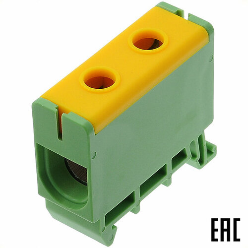 Клемма JHT5-50 (yellow/green) винтовая жёлто-зелёная 2,5-50мм2 800В ширина 18мм