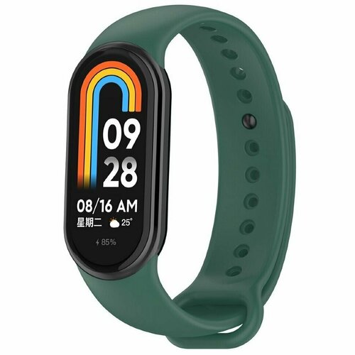 двухцветный силиконовый ремешок для xiaomi mi band 8 pro черно белый Силиконовый ремешок для Xiaomi Mi Smart Band 8, Xiaomi Mi Band 8 (темно-зеленый)