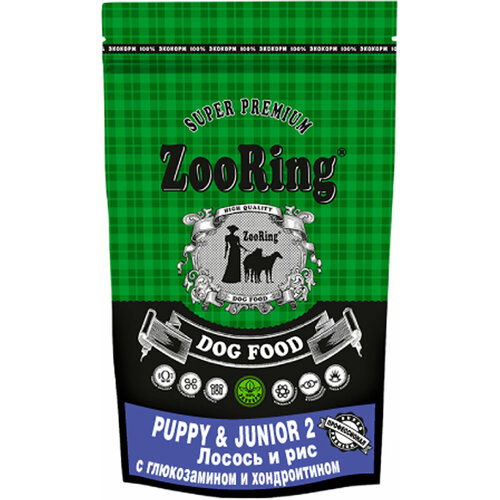 ZOORING PUPPY & JUNIOR 2 для щенков средних и крупных пород с лососем и рисом с глюкозамином и хондроитином (2 кг)