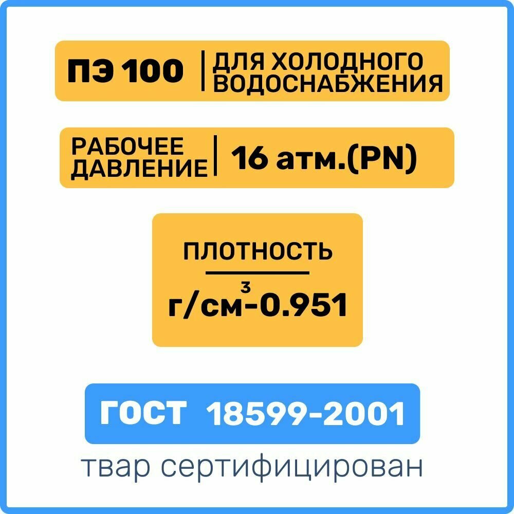 Труба ПНД 32 мм x 3 мм x 100 метров водопроводная питьевая напорная