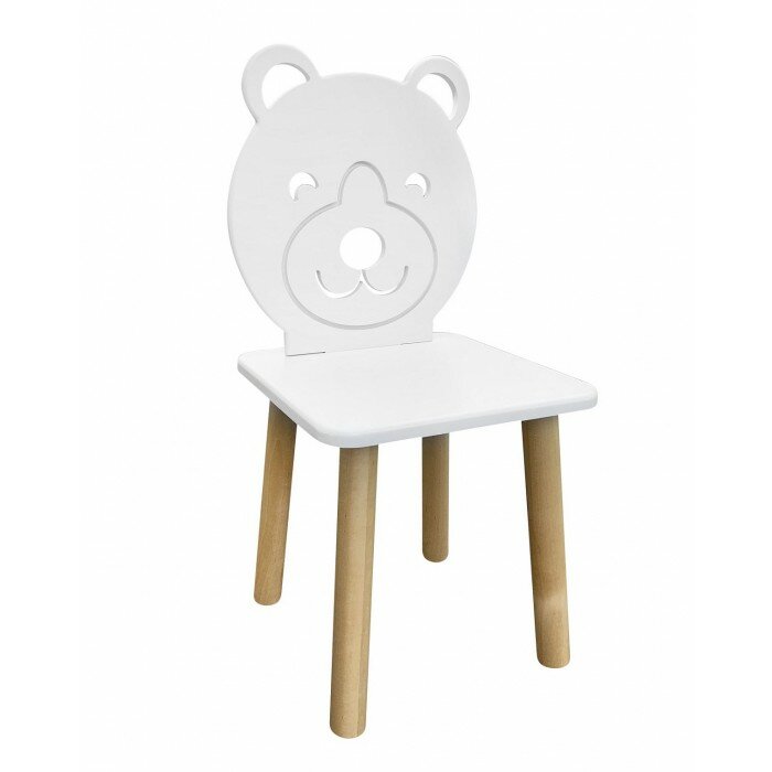 Детский стул Animal Мишка (натуральный корпус) Белый