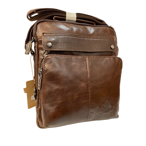 фото Сумка мессенджер znixs, фактура гладкая, коричневый