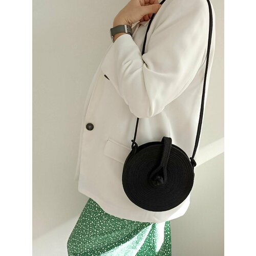 фото Сумка , фактура рельефная, вязаная, плетеная, черный нет бренда