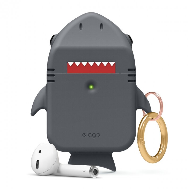 Чехол Elago Shark Silicone Hang case для AirPods Dark Grey