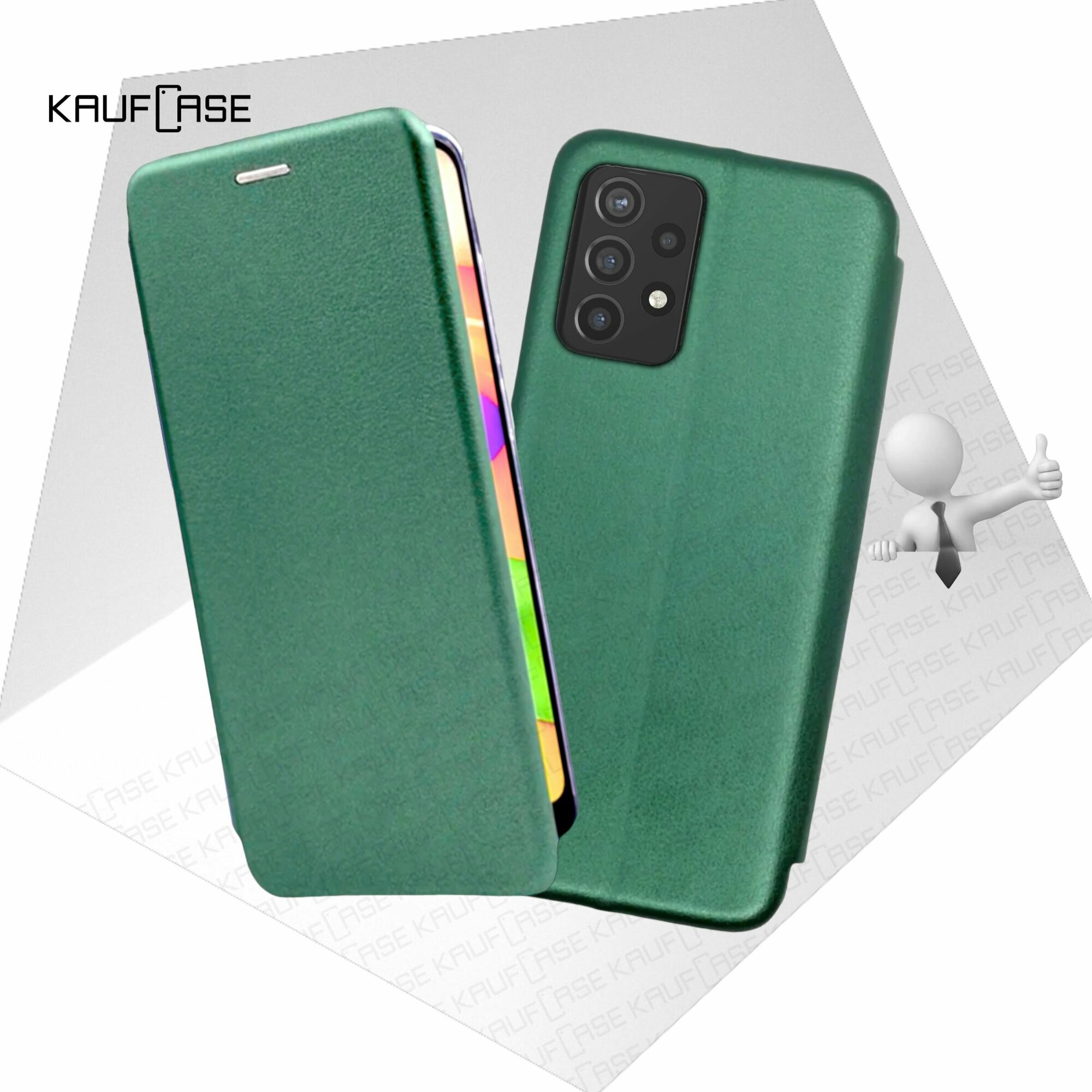 Чехол книжка KaufCase для телефона Samsung A23 (A235) (6.6"), темно-зеленый. Трансфомер