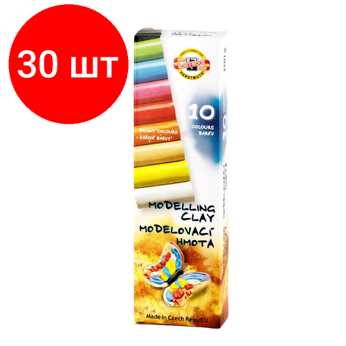 koh i noor hardtmuth набор пластилина 2 200 г в картонной упаковке 10 цв в картоне 013171000000ru Комплект 30 наб, Пластилин KOH-I-NOOR Бабочка 10цв/наб 200г картон. упак. 013171000000RU