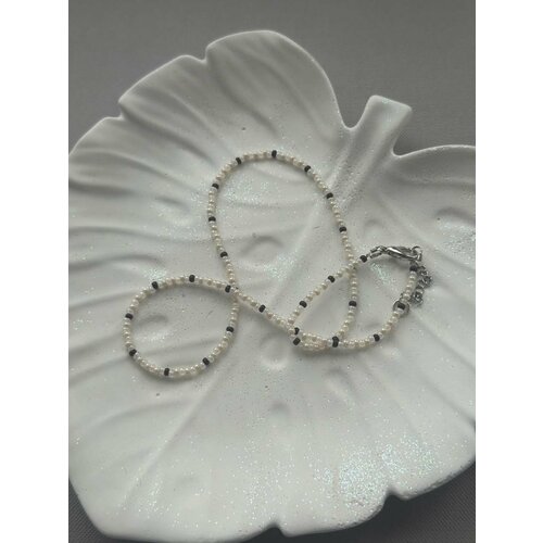 Чокер SOROKA, бисер, длина 37 см, бежевый, белый