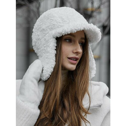 фото Шапка ушанка cuj, размер 57/58, белый