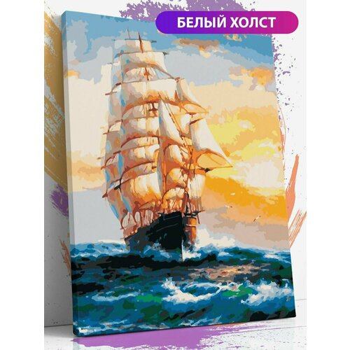 Картина по номерам на холсте с подрамником, Корабль в море, 40х50 см картины по номерам русская живопись рисование по номерам парусник 50х40 см
