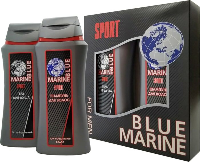 Набор подарочный Blue Marine Sport для мужчин Шампунь для волос 250мл + Гель для душа 250мл