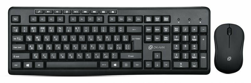 Комплект (клавиатура+мышь) Oklick 225M USB беспроводной черный 1454537