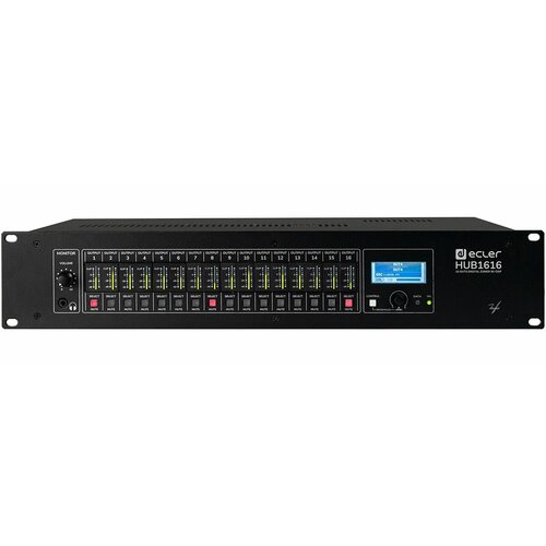 Ecler HUB1616- Цифровая матрица аудиосигналов, DSP-аудиопроцессор серии HUB с пейджингом, 16х16 входов/выходов