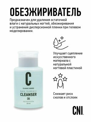 Обезжириватель для ногтей и маникюра CLEANSER 200мл с помпой