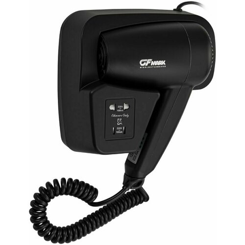 Фен для волос в ванную комнату с боковым креплением с розеткой 1200W черного цвета 2240₽