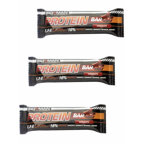 Ironman, Protein bar с коллагеном, 3х50г (шоколад)