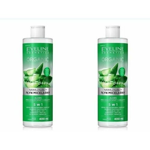 Eveline Cosmetics Мицеллярная вода Organic Aloe+Collagen, очищающая, 400 мл, 2 шт.