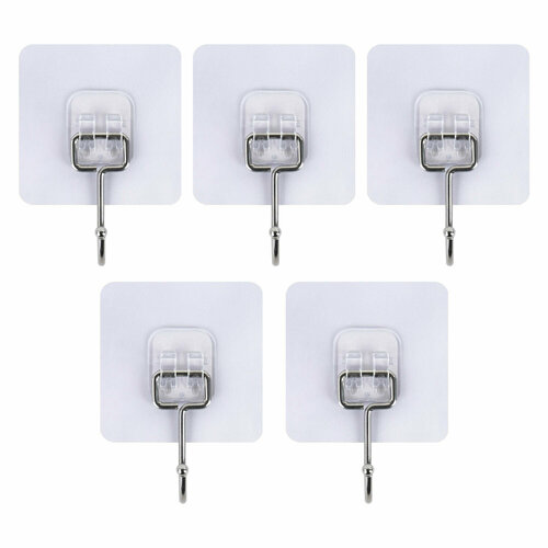 Упаковка 6 шт Крючки самоклеящиеся универсальные 7х7 см комплект 5 шт сталь ПВХ LAIMA Home 608790 792₽