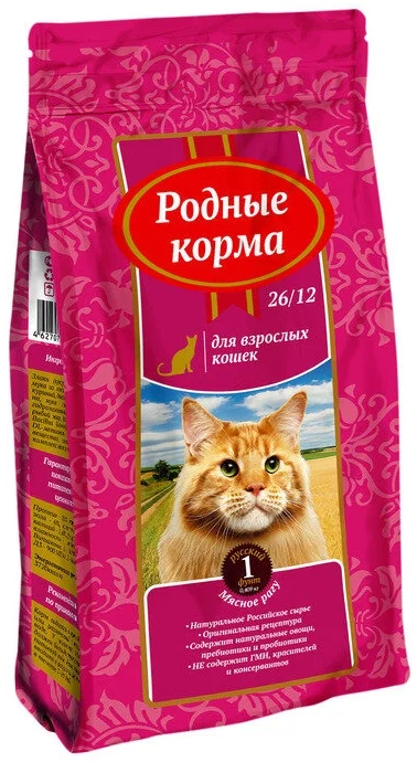Сухой корм для кошек Родные корма с мясным ассорти 409 г
