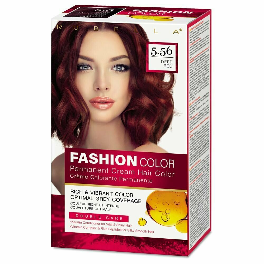Rubella Стойкая крем-краска для волос, Fashion Color 5.56 Темно-красный, 50 мл /