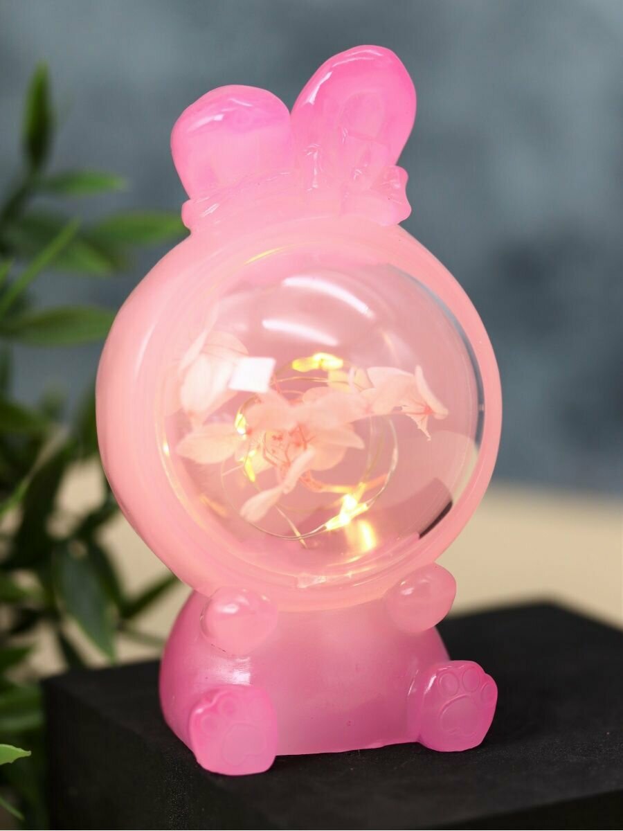 Ночник, светильник детский Flower rabbit pink - фотография № 1